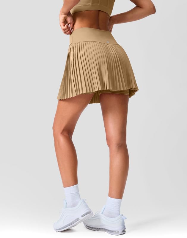 High Waisted Pleated Tennis Skirt with Pockets Shorts