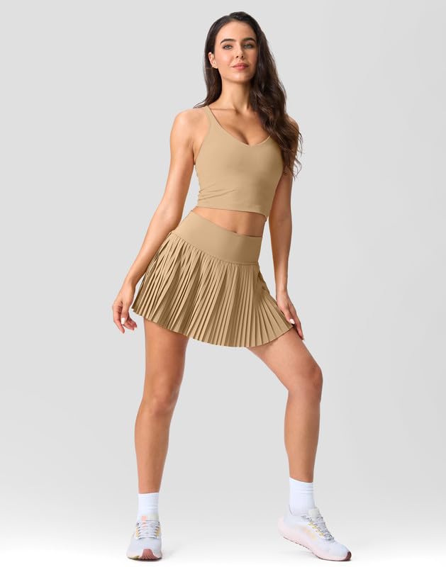 High Waisted Pleated Tennis Skirt with Pockets Shorts