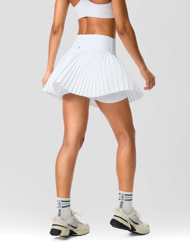 High Waisted Pleated Tennis Skirt with Pockets Shorts