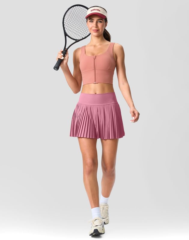 High Waisted Pleated Tennis Skirt with Pockets Shorts