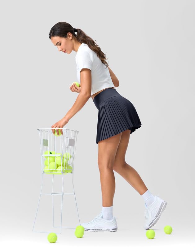 High Waisted Pleated Tennis Skirt with Pockets Shorts