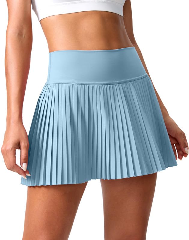 High Waisted Pleated Tennis Skirt with Pockets Shorts