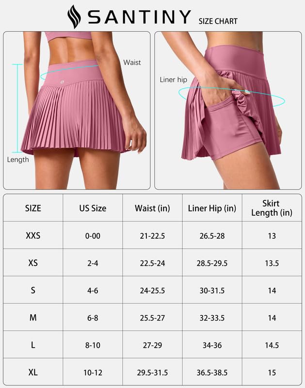 High Waisted Pleated Tennis Skirt with Pockets Shorts