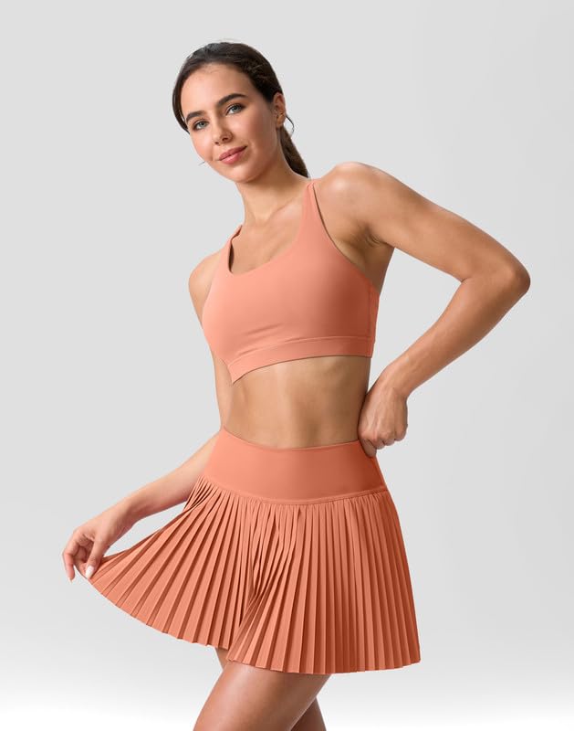 High Waisted Pleated Tennis Skirt with Pockets Shorts