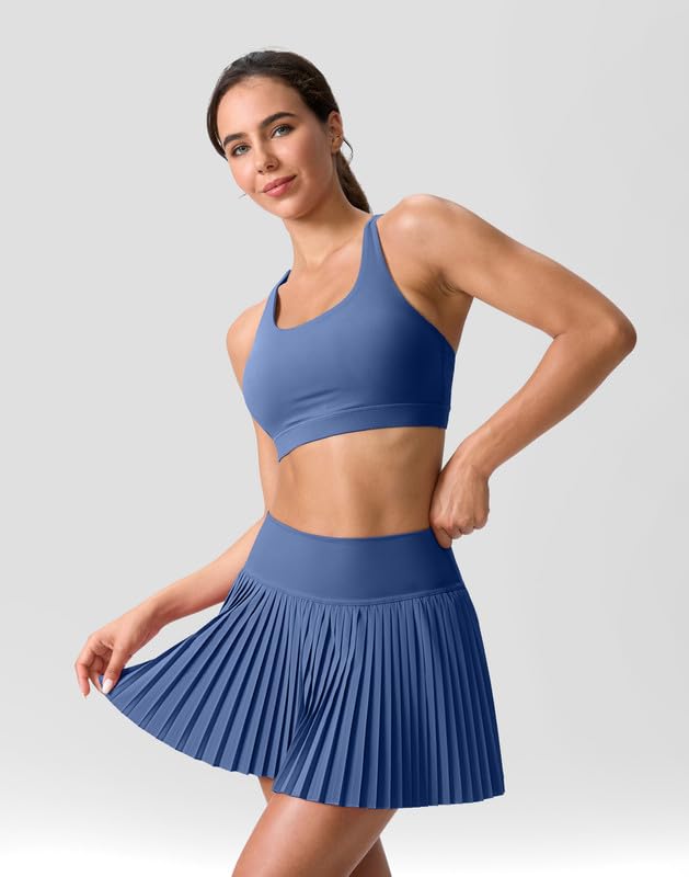 High Waisted Pleated Tennis Skirt with Pockets Shorts